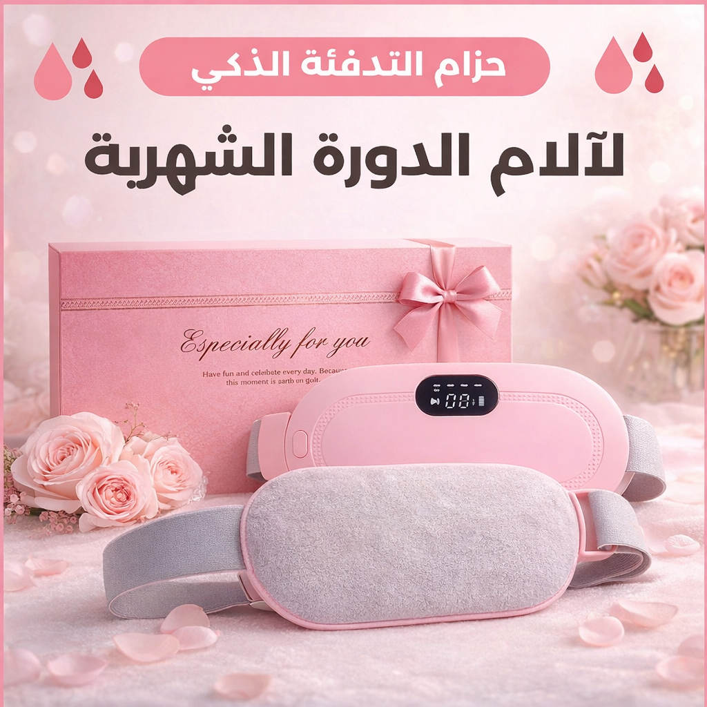 وسادة تدفئة ذكية للدورة الشهرية ✨ لاسلكية وقابلة للحمل، تدليك حراري لتخفيف تشنجات البطن وآلام أسفل الظهر، 3 درجات حرارة و4 أوضاع
