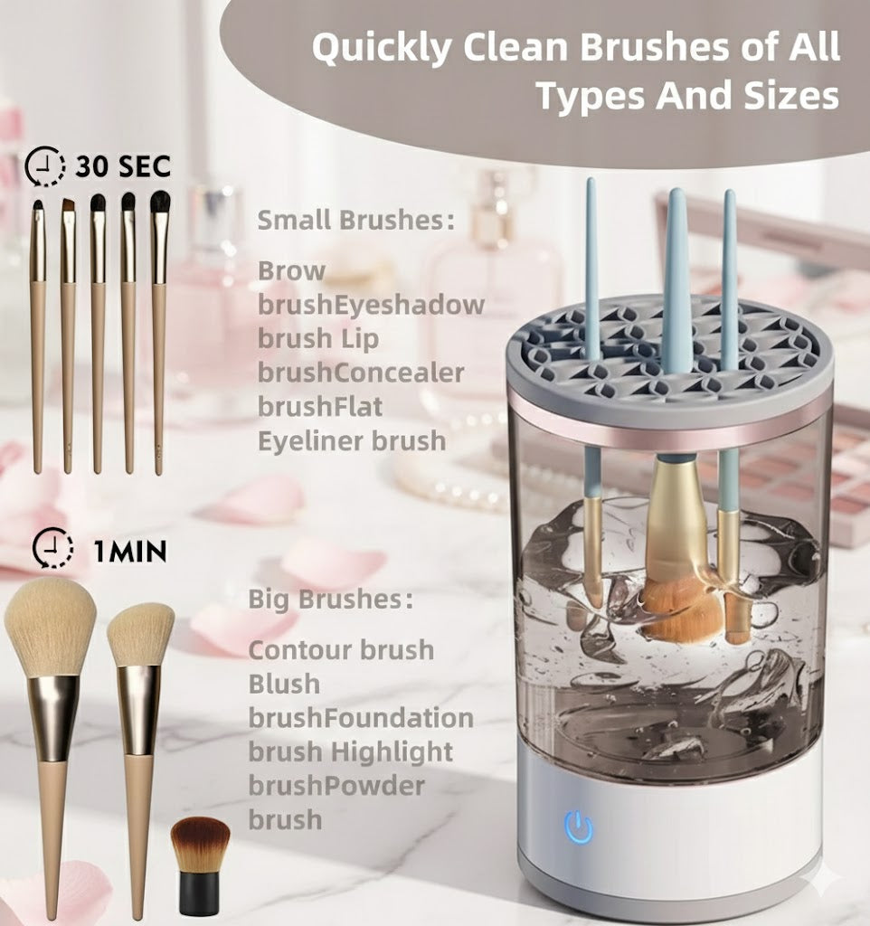 منظف ومجفف فرش المكياج الأوتوماتيكي Machine de nettoyage de pinceaux maquillage électrique portable 3en1