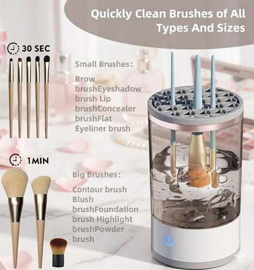 منظف ومجفف فرش المكياج الأوتوماتيكي Machine de nettoyage de pinceaux maquillage électrique portable 3en1