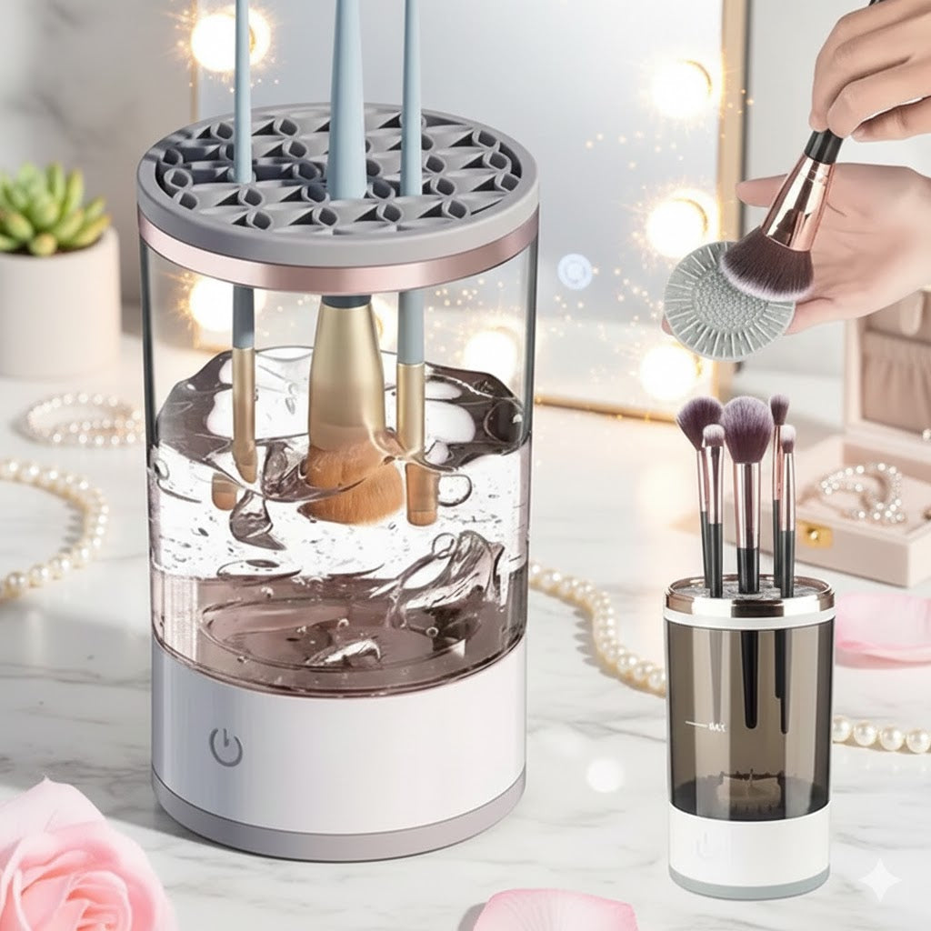 منظف ومجفف فرش المكياج الأوتوماتيكي Machine de nettoyage de pinceaux maquillage électrique portable 3en1
